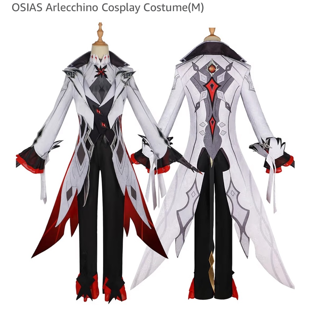 Arlecchino Cosplay Costume with Red and Black Accents